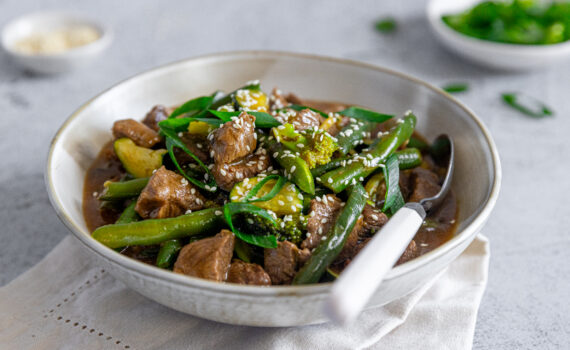 Lamb and green stir fry